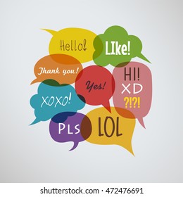 Colorful questions speech bubbles set in flat design with short messages.