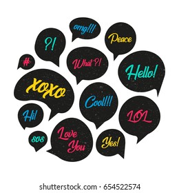 Colorful questions speech bubbles set in flat design with short messages