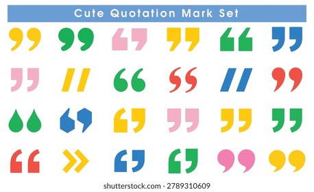 Colorful quotation mark set for design and decoration