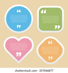 Colorful quotation Mark speech bubble blank template