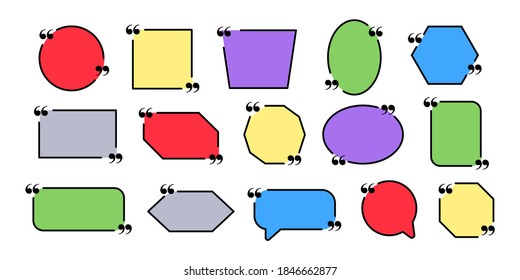 Colorful quote frames collection. Text boxes with quotes. Speech bubbles. Place for text