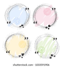 Las plantillas de marcos de presupuesto coloridas establecen la ilustración vectorial. Diseño de garabatos dibujado a mano.