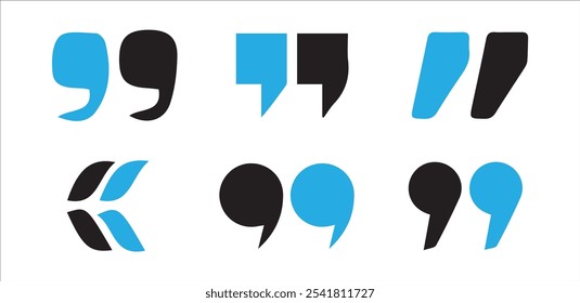 Colorful Quotes Icon Set.Quotemarks outline, speech marks, inverted commas or talking marks collection.Vector Illustration EPS 10