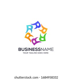 Colorful R Letter Logo Design Template Vector