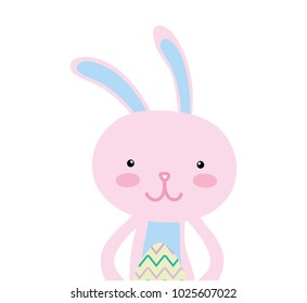colorful rabbit animal with egg easter celebration