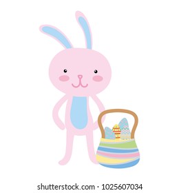 colorful rabbit animal and eggs easter inside hamper