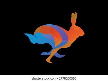 Plantilla de logotipo de arte de degradado de conejo colorido. Símbolo de símbolo de logotipo de conejo ilustración vectorial