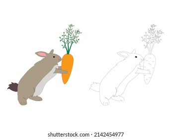 colorful rabbit holding a carrot 