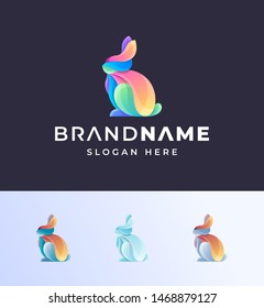 colorful rabbit logo deisgn template,floral shape gradient