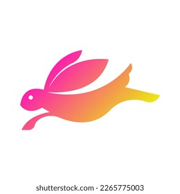 Colorful rabbit logo design template. Jumping rabbit logo design