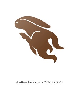 Colorful rabbit logo design template. Jumping rabbit logo design