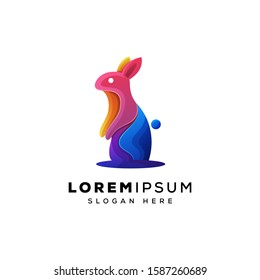 colorful rabbit logo illustration vector template