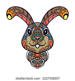 Colorful Rabbit mandala arts isolated on white background