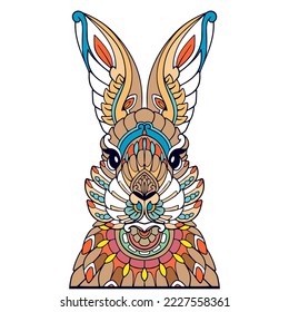 Colorful Rabbit mandala arts isolated on white background