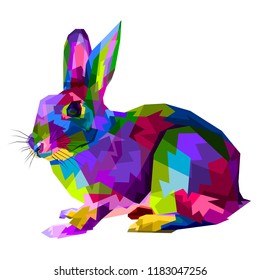 colorful Rabbit on pop art style. Rabbit vector illustration in polygonal style. rabbit isolated on white background.