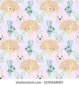 Colorful rabbit pattern design, white isolate background