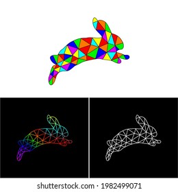 Colorful Rabbit of Polygon Style, low poly