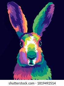 colorful rabbit style pop art portrait vector eps.10