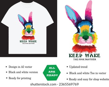 Colorful rabbit vector design for t shirt printing