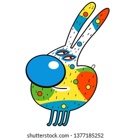 Colorful rabbit - vector illustration, emblem design on white background. - Vector