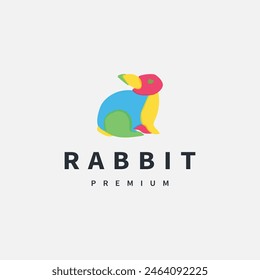 colorful rabbit vector logo design illustration 3