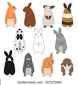 colorful rabbits set