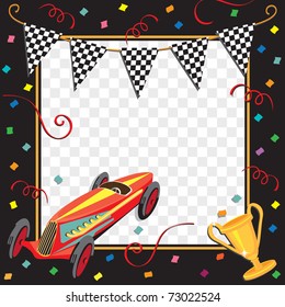 Colorful Race Car  Or Soap Box Derby Party Invitation With Copy Space