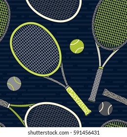 カラフルなラケットとテニスボールのシームレスなパターン 背景の壁紙 のベクター画像素材 ロイヤリティフリー Shutterstock