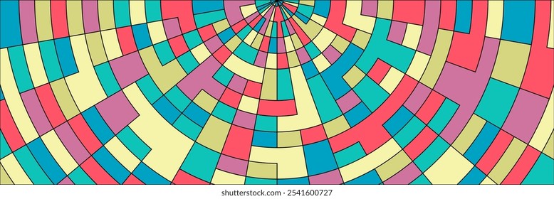 Colorful radial background. Circular checkered pattern for cover, poster, banner, packaging. Creative design template