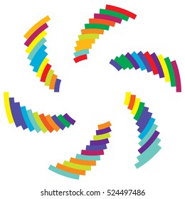 Colorful radial circular element. Multicolor geometric circle of rectangles