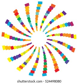 Colorful radial circular element. Multicolor geometric circle of rectangles