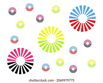 Colorful radial lines abstract geometric graphic. Vector white background