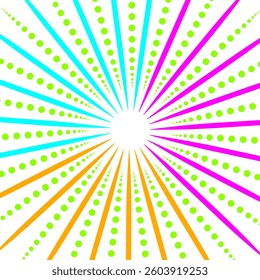 Colorful Radiating Design Pattern Made Up of Lines And Dots. Can be used for background, cushion, fabric, card, cover, animation, comics, cartoons, bags, ceramics, phone cover, table cloth etc.