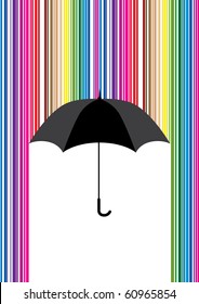 Colorful rain, barcode and umbrella vector illustration