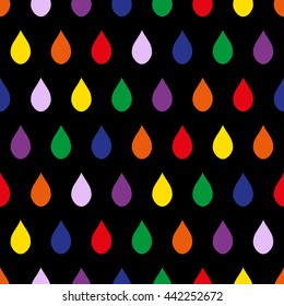 Colorful Rain Black Background Vector Illustration