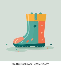 Colorful rain boot isolated. Spring colorful composition. Flat illustration