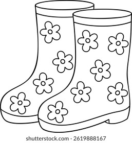A Colorful rain boots with floral patterns, perfect for spring adventures