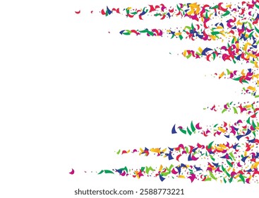 Colorful Rain Carnaval Vector White Background. Acid Independence Dust Card. Saturated Splash Invitation Banner. Trendy Grit Falling Illustration.