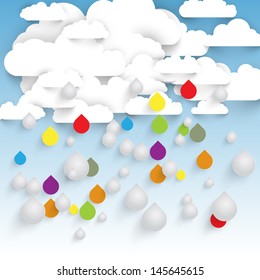 Colorful rain from clouds