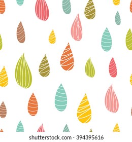 Colorful rain. Cute drops. Vector seamless pattern.