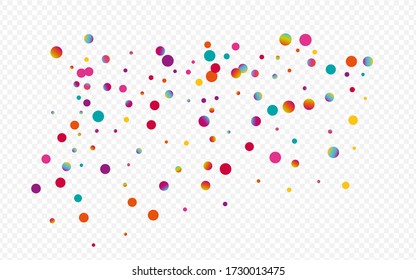 Colorful Rain Decoration Transparent Background. Colored Abstract Dust Backdrop. Effect Texture. Gradient Vector Banner.