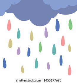 Colorful rain falling from dark clouds vector design