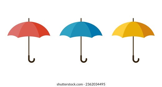 Colorful rain umbrellas. Vector illustration. Isolated on white background. Flat design.	
