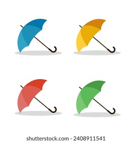 Colorful rain umbrellas. Vector illustration. Isolated on white background. Flat design	
