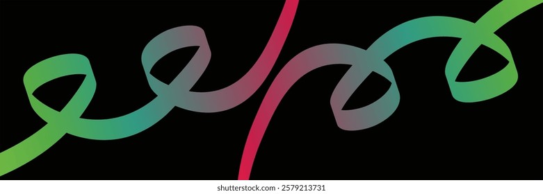 Colorful Rainbow Abstract Gradient Shapes Set. Vector Graphic Pattern with Wavy Lines in Bright Colors.