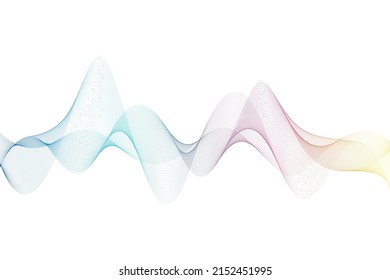 Colorful rainbow abstract wave lines flowing on a white background for technology, music, science and the digital world