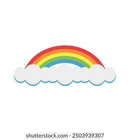 Farbenfroher Regenbogen über flauschigen Wolken, klar und lebendig.