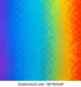 Colorful rainbow background made of triangles of different colors. Mosaic backdrop of geometric elements. Abstract stacked pattern