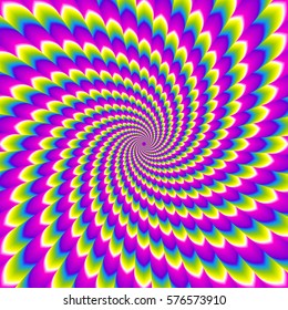 Colorful rainbow background with spirals. Motion illusion.