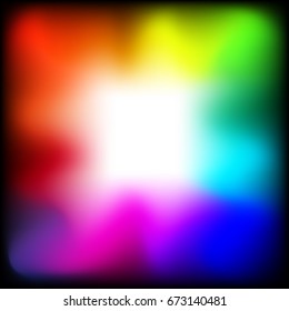 Colorful rainbow background with typing space. Vibrant color banner template. EPS10 vector illustration for fashion design, poster, backdrop. Blurred multicolor wallpaper. 